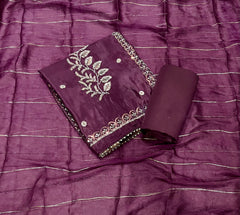 Fancy Glass Organza Suit Set with Heavy Pearl & Cutdana Work