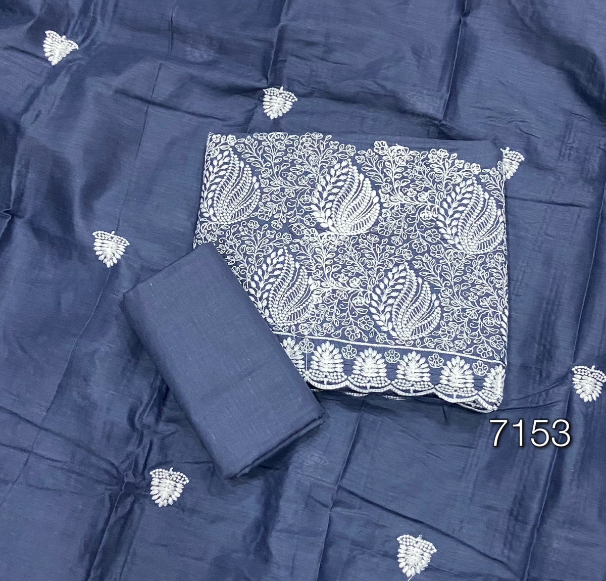 Cotton Chikankari Suit Set D2 (Blue)
