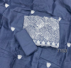 Cotton Chikankari Suit Set D2 (Blue)