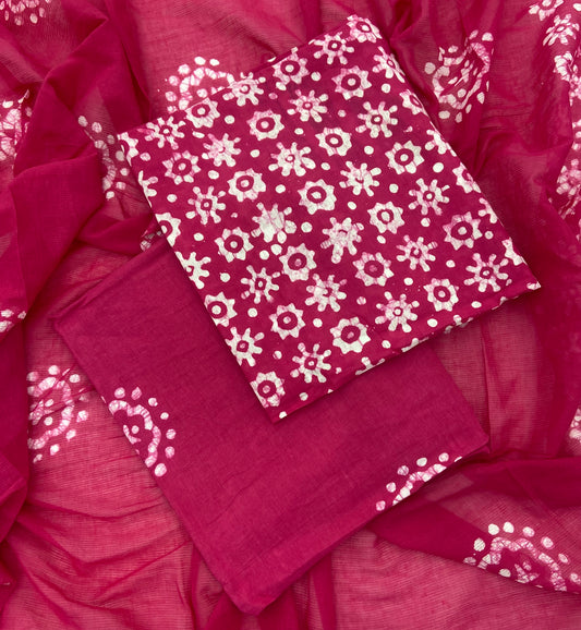 Block Print Cotton Suit Set (Pink)