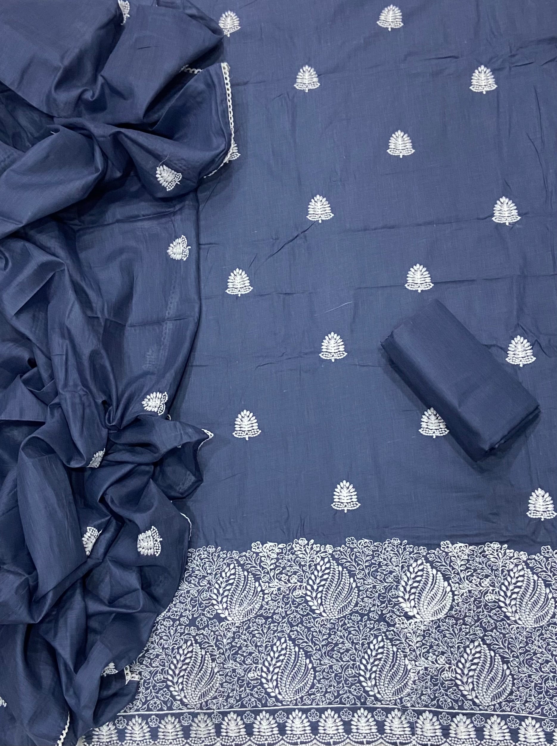 Cotton Chikankari Suit Set D2 (Blue)