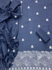 Cotton Chikankari Suit Set D2 (Blue)