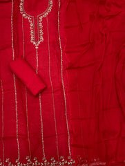Karwa Special Red Organza Heavy Sequins & Cutdana Work Suit Set