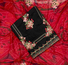 Fancy Jaam Suit Set with Heavy Thread Embroidery work (Bandhani Print dupatta with Work)