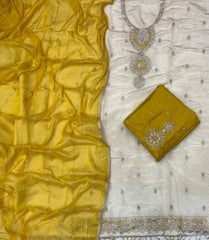 Glass Organza Suit Set with Sequins & Thread Work (Bottom Work)