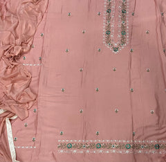 Classy Muslin Allover Suit Set with Elegant Thread Embroidery