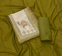 Classy Femora Linen Shimmer Silk Suit Set with Swarovski Work