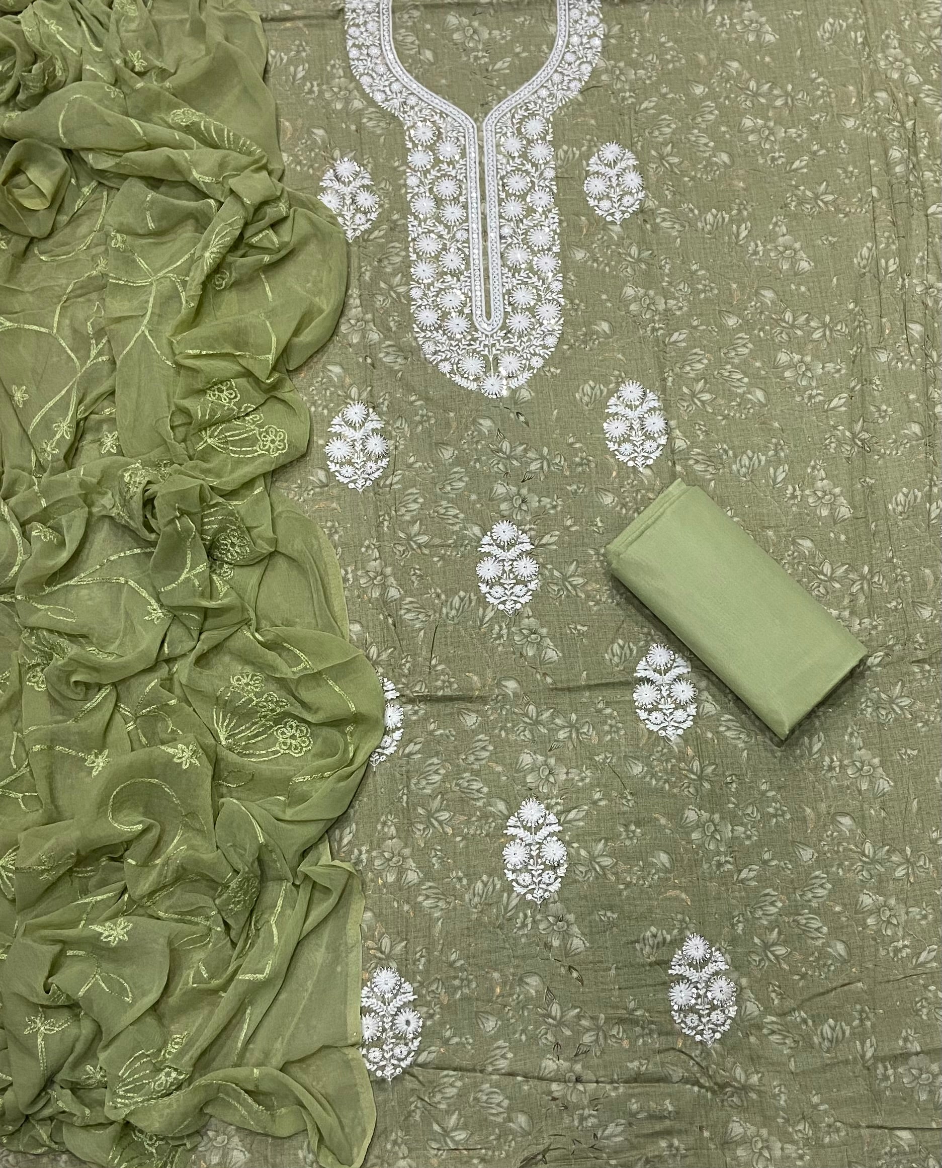 Fancy Chikankari Pure Cotton Suit Set