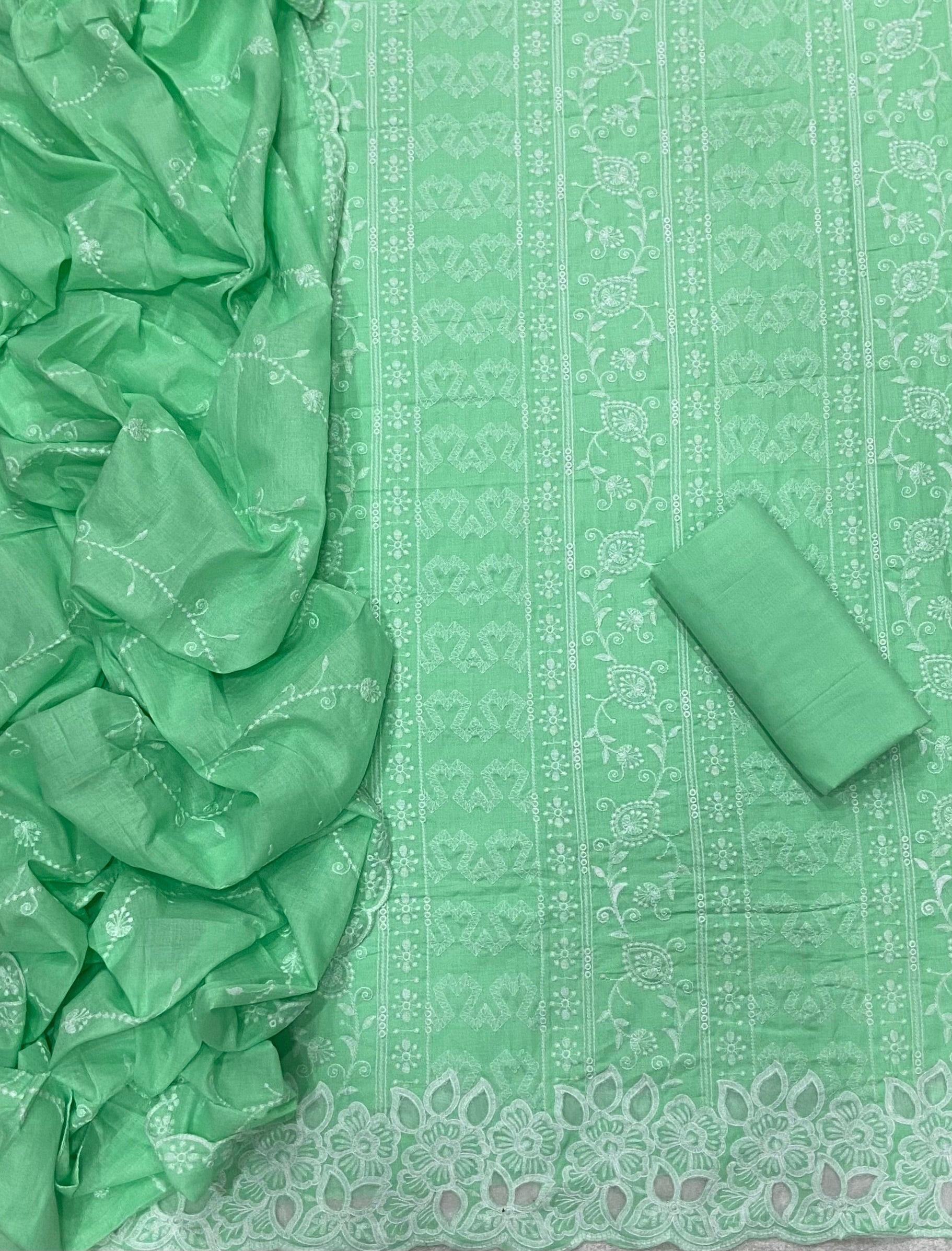 Graceful Cotton Chikankari  Suit Set  DN1 (Green)