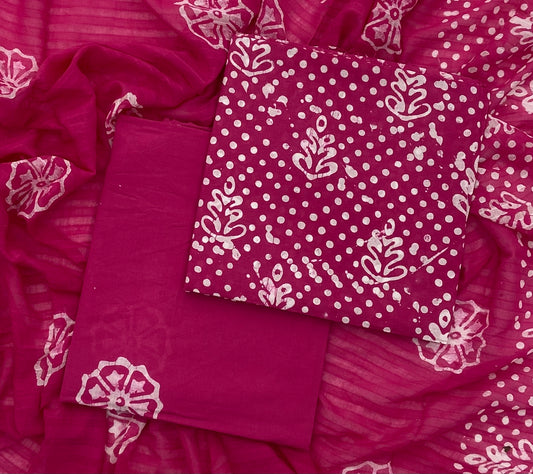 Block Print Cotton Suit Set (Pink)