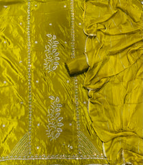 Fancy Glass Organza Suit Set with Heavy Pearl & Cutdana Work