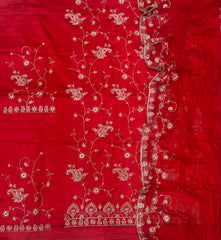 Karwa Special Red Fancy Jaam Heavy Zari Embroidery Work Suit Set