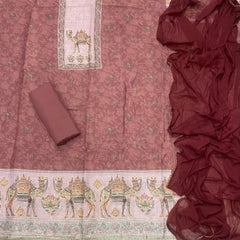 Classy Femora Linen Shimmer Silk Suit Set with Swarovski Work