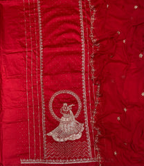 Karwa Special Red Fancy Jaam Heavy Zari Embroidery Work Suit Set
