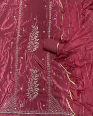 Fancy Glass Organza Suit Set with Heavy Pearl & Cutdana Work