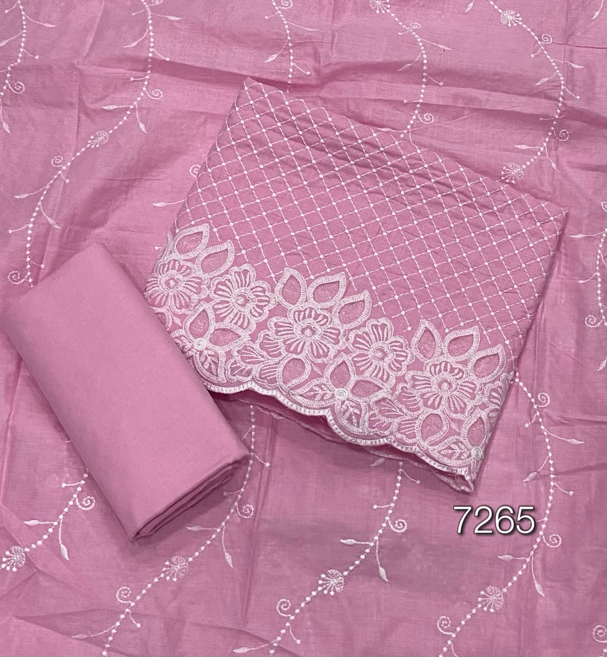 Graceful Cotton Chikankari  Suit Set  DN1 (Pink)