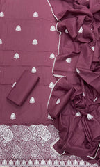 Cotton Chikankari Suit Set D2 (Wine)