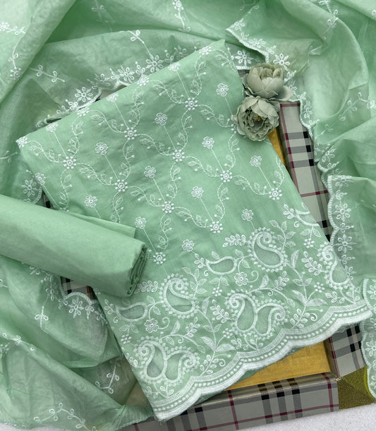 Graceful Cotton Chikankari Suit Set DN3 (Pastel Green)