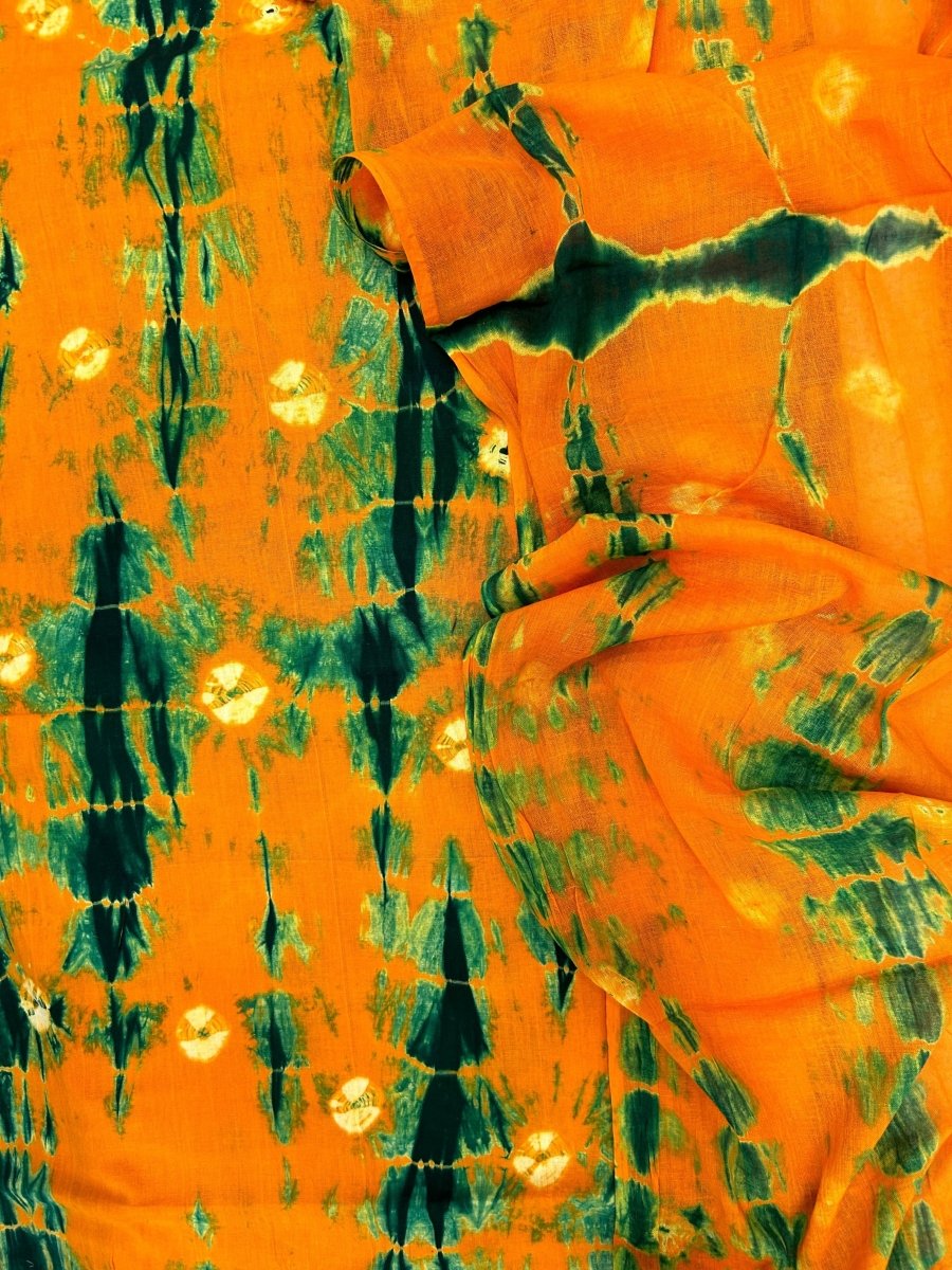 Allover Classic Tie Dye Suit (Kesari Yellow - Green) - Yanchi