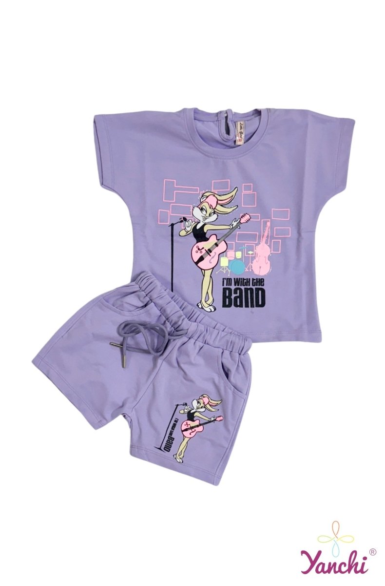 Bella Bloom Bunny Tshirt & Shorts Set (Purple) - Yanchi