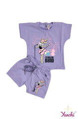 Bella Bloom Bunny Tshirt & Shorts Set (Purple) - Yanchi