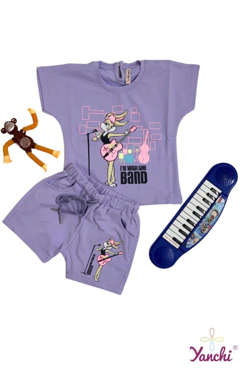 Bella Bloom Bunny Tshirt & Shorts Set (Purple) - Yanchi