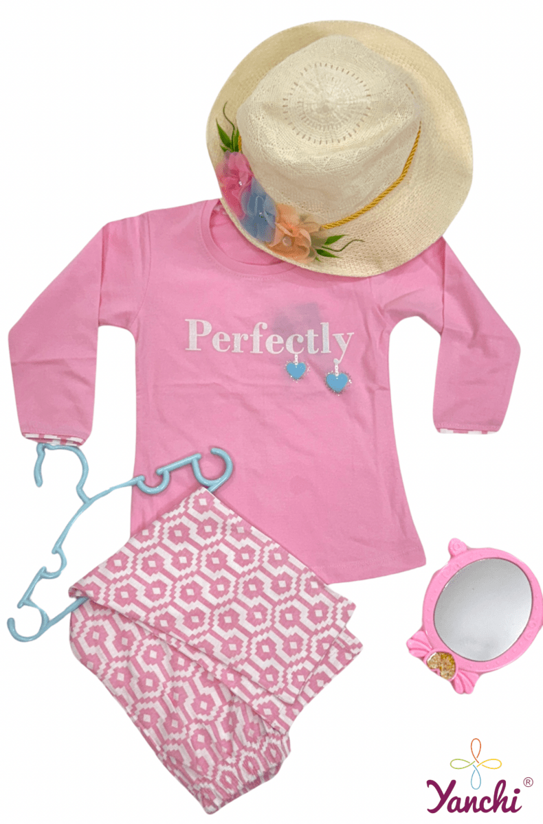 Bella Bloom Perfectly Tshirt & Bottom Set (Pink) - Yanchi