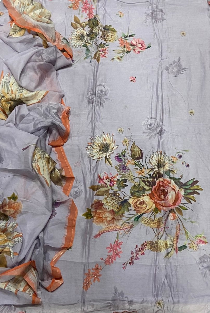 Bemberg Russian Silk, printed with embroidery(Ganga) - Yanchi