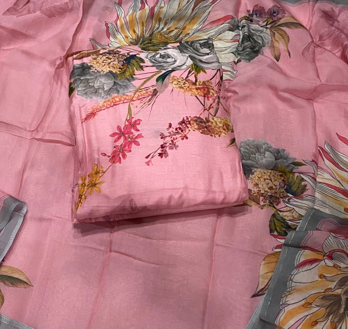 Bemberg Russian Silk, printed with embroidery(Ganga) - Yanchi