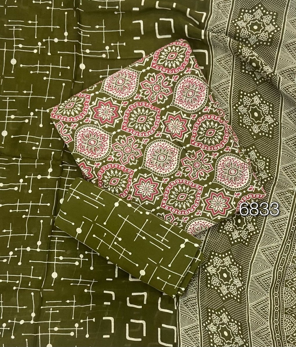 Block Print Elegant Cotton Suit - Yanchi