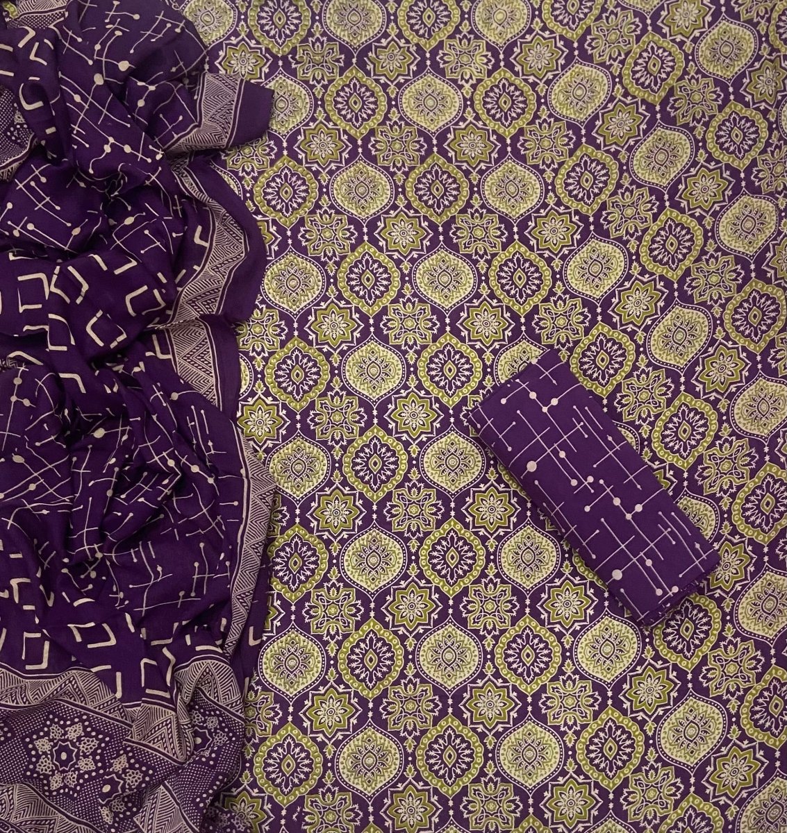 Block Print Elegant Cotton Suit - Yanchi