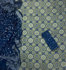 Block Print Elegant Cotton Suit - Yanchi