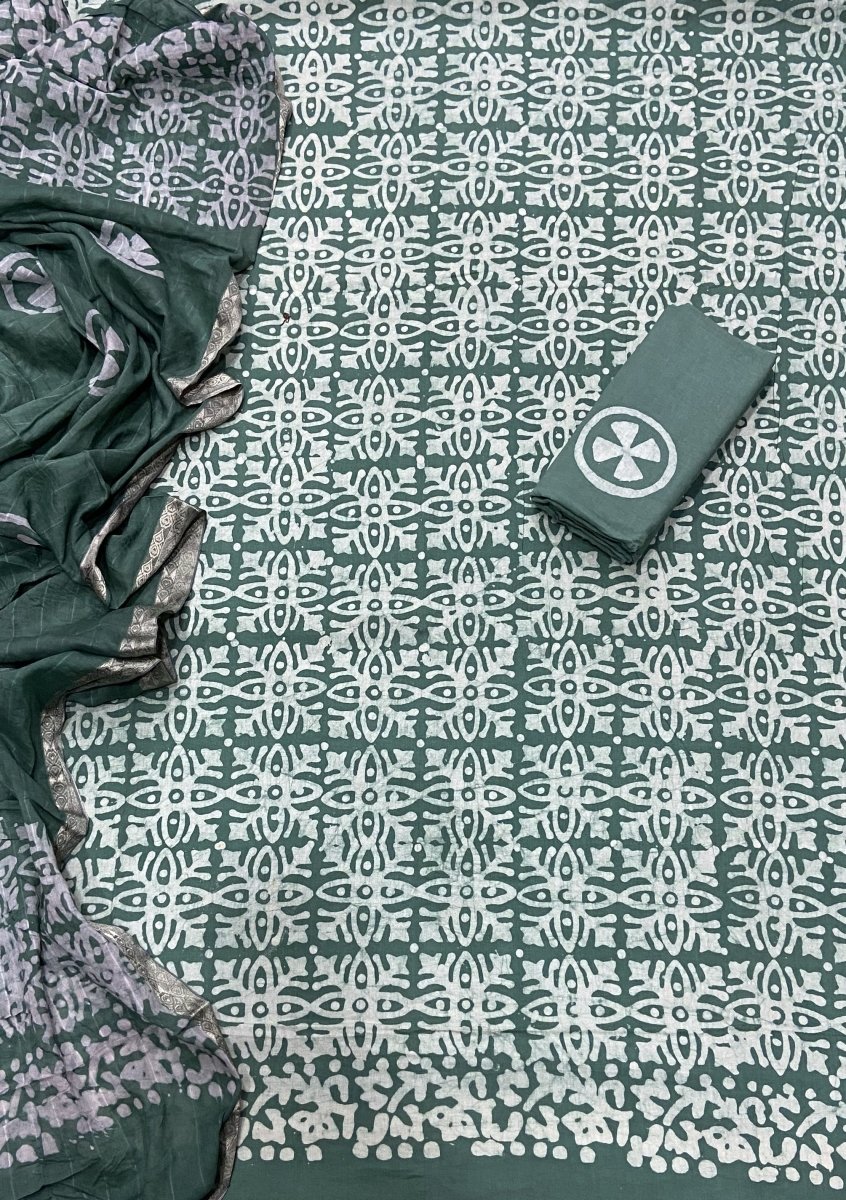 Block Print Elegant Cotton Suit Set - Yanchi