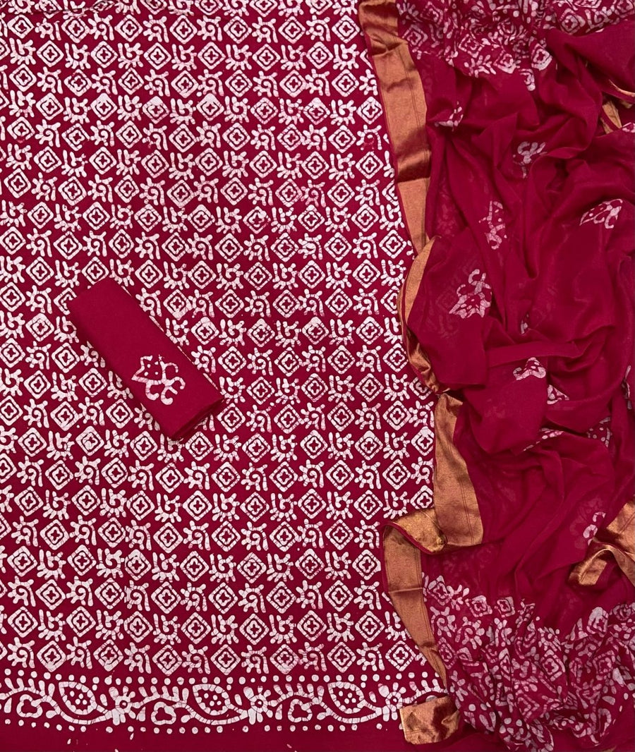 Block Print Elegant Cotton Suit Set - Yanchi