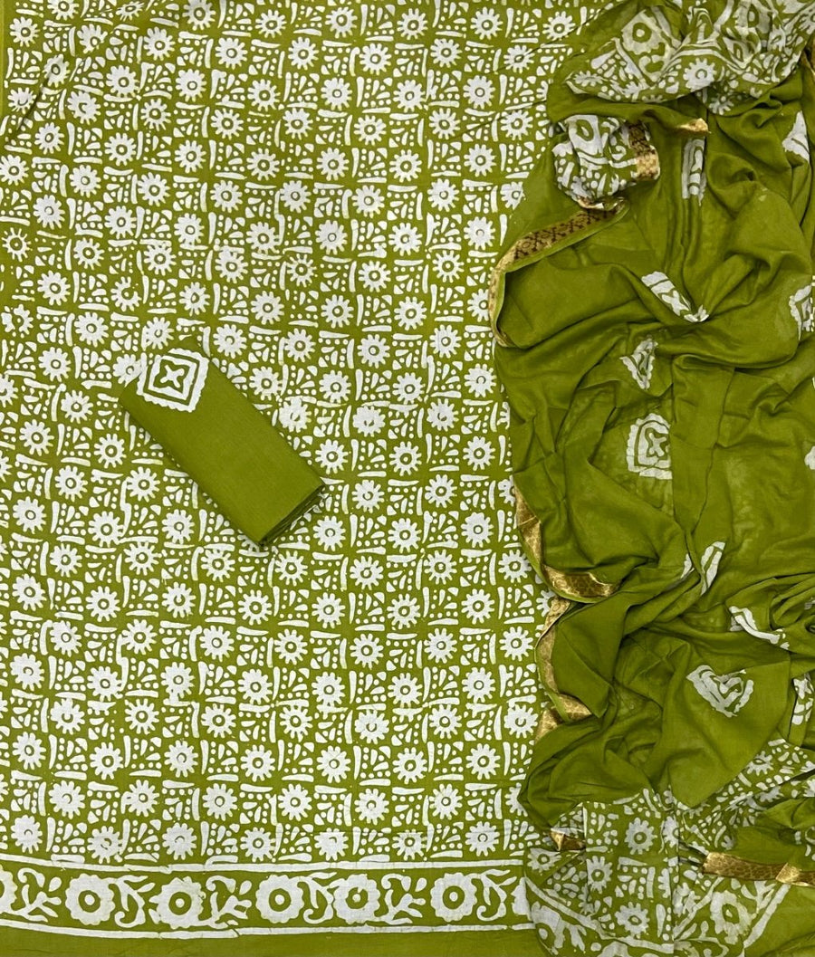 Block Print Elegant Cotton Suit Set - Yanchi