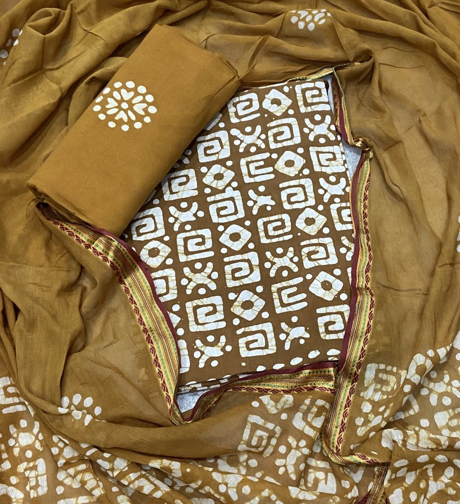 Block Print Elegant Cotton Suit Set - Yanchi