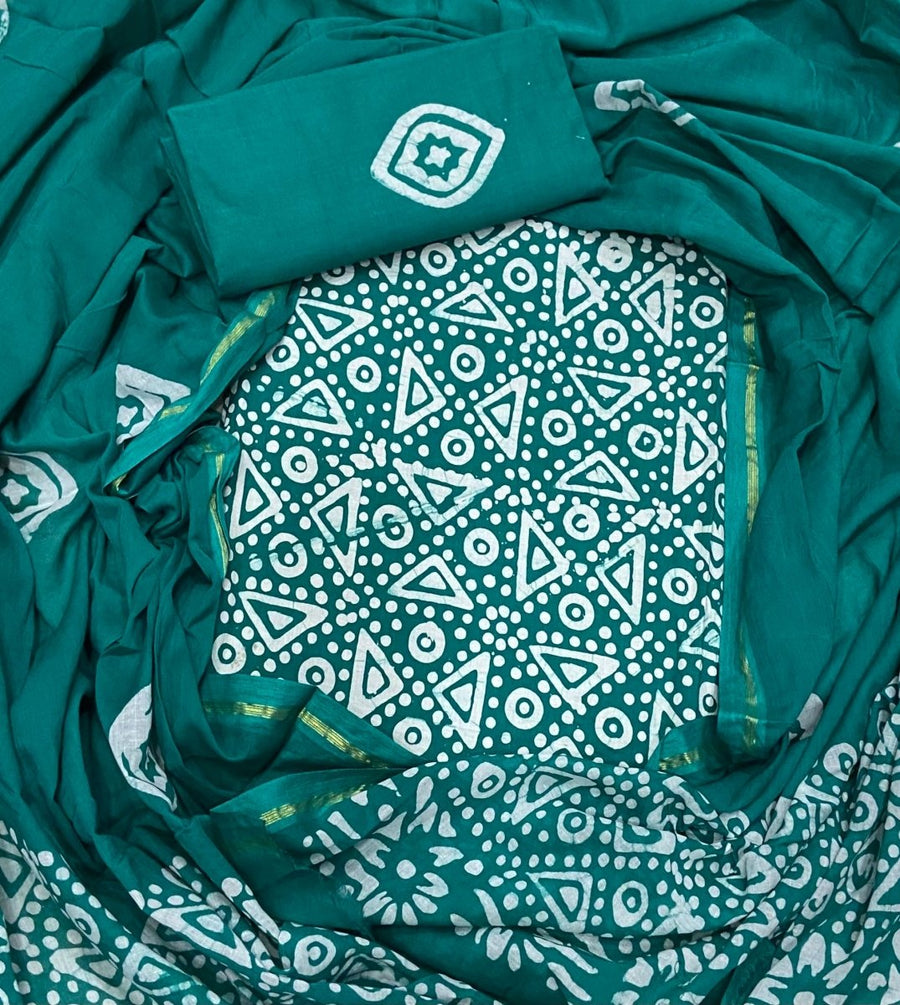 Block Print Elegant Cotton Suit Set - Yanchi