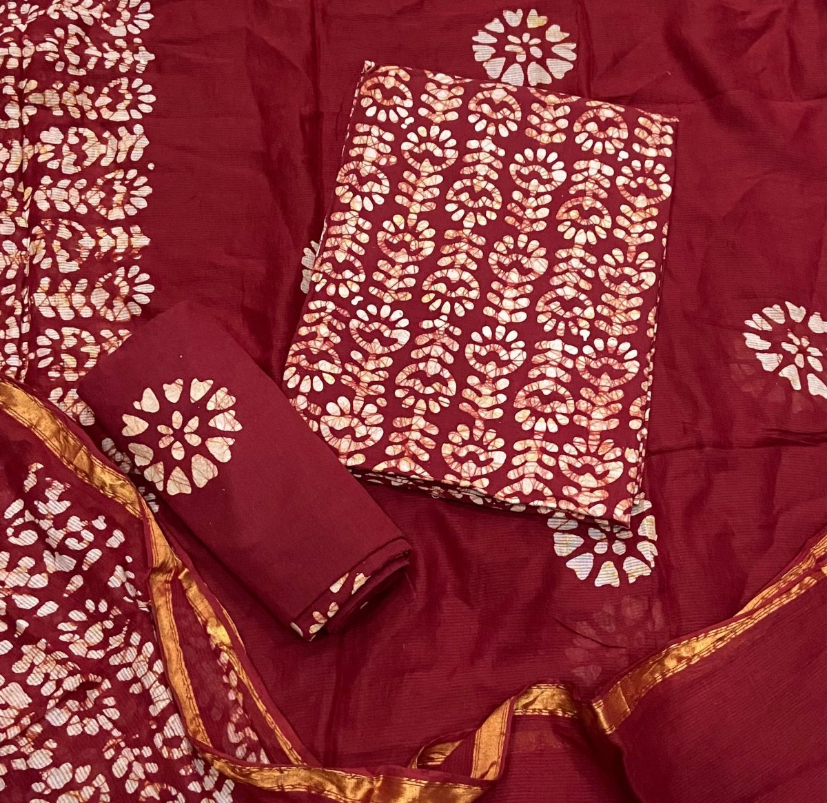 Block Print Elegant Cotton Suit Set - Yanchi
