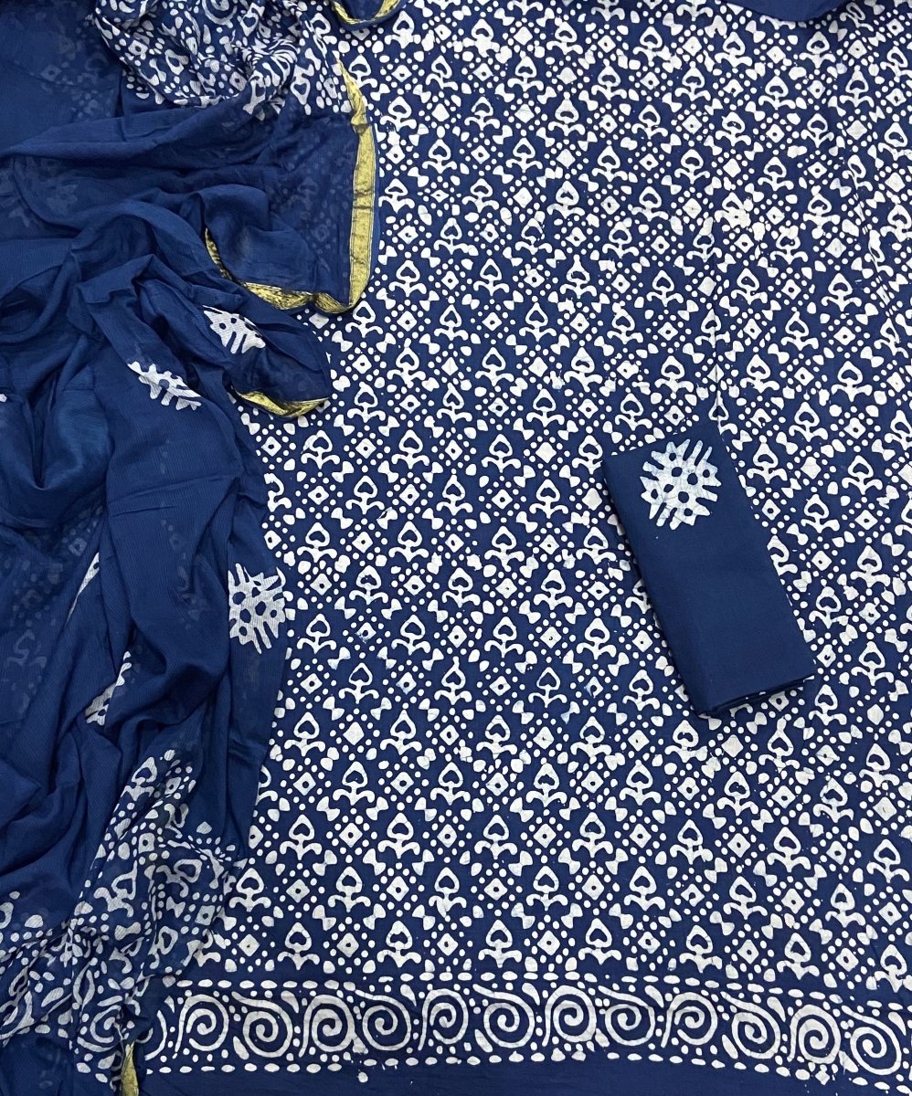 Block Print Elegant Cotton Suit Set - Yanchi