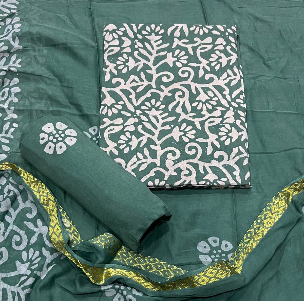 Block Print Elegant Cotton Suit Set - Yanchi