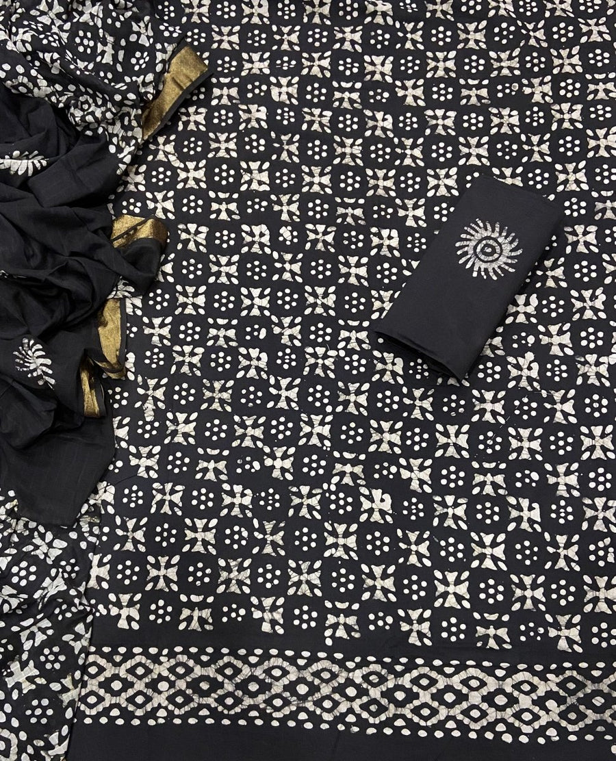 Block Print Elegant Cotton Suit Set - Yanchi