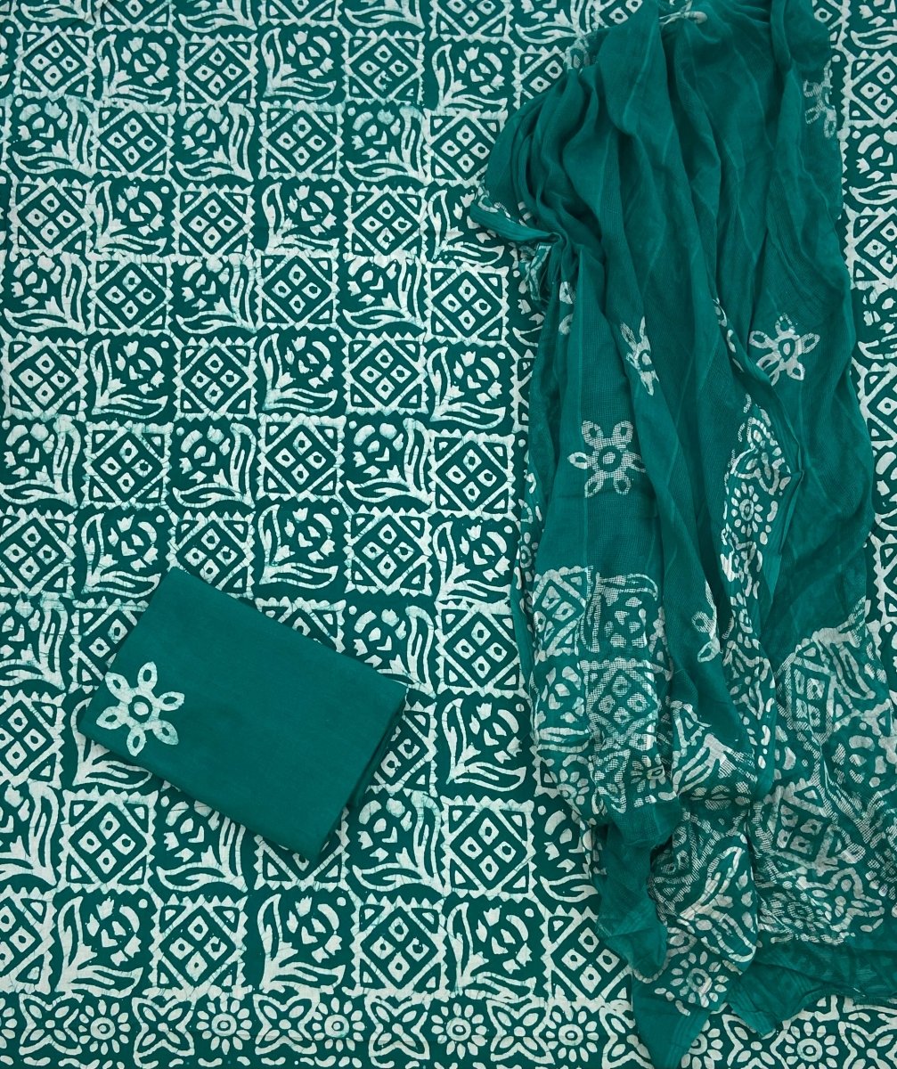 Block Print Elegant Cotton Suit Set - Yanchi