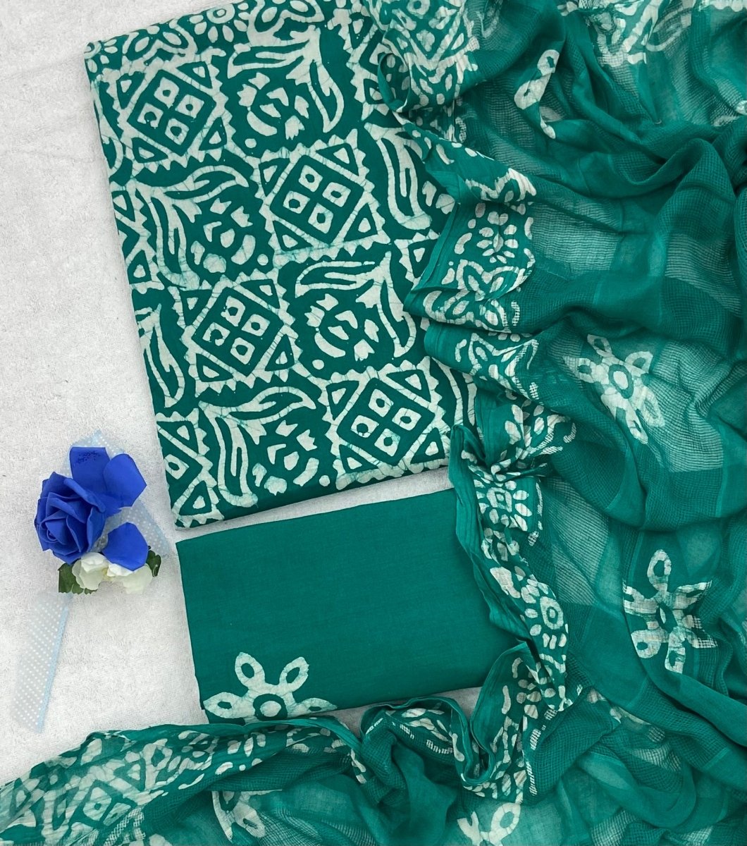 Block Print Elegant Cotton Suit Set - Yanchi