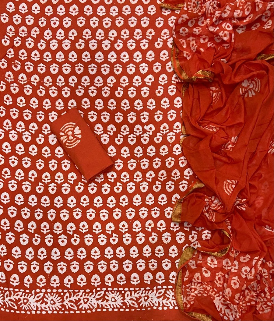 Block Print Elegant Cotton Suit Set - Yanchi
