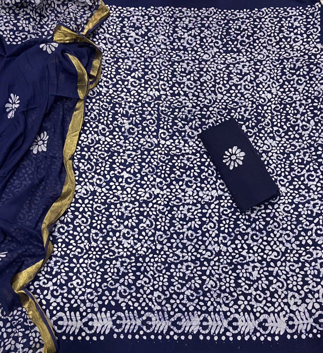 Block Print Elegant Cotton Suit Set - Yanchi