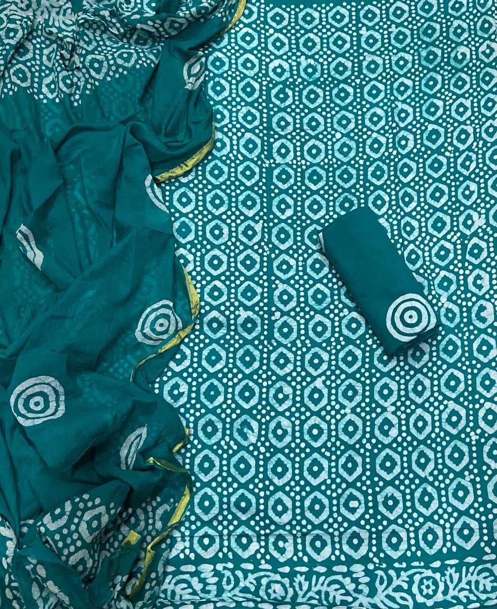Block Print Elegant Cotton Suit Set - Yanchi