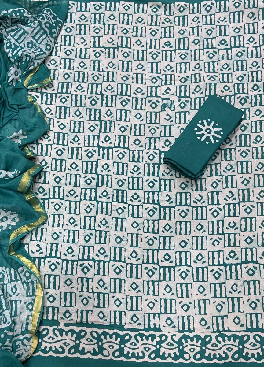 Block Print Elegant Cotton Suit Set - Yanchi