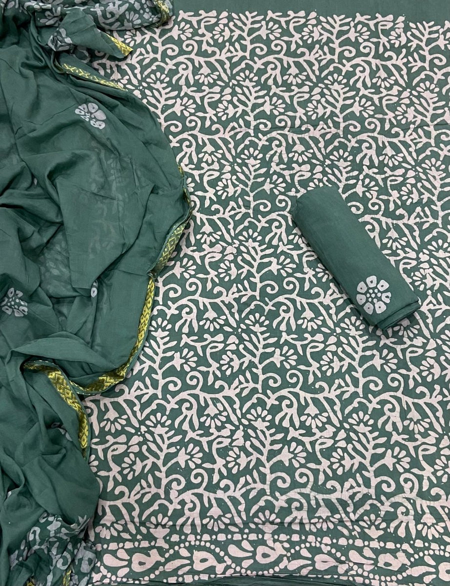 Block Print Elegant Cotton Suit Set - Yanchi
