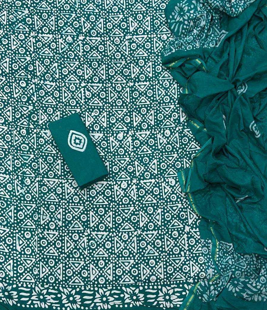 Block Print Elegant Cotton Suit Set - Yanchi