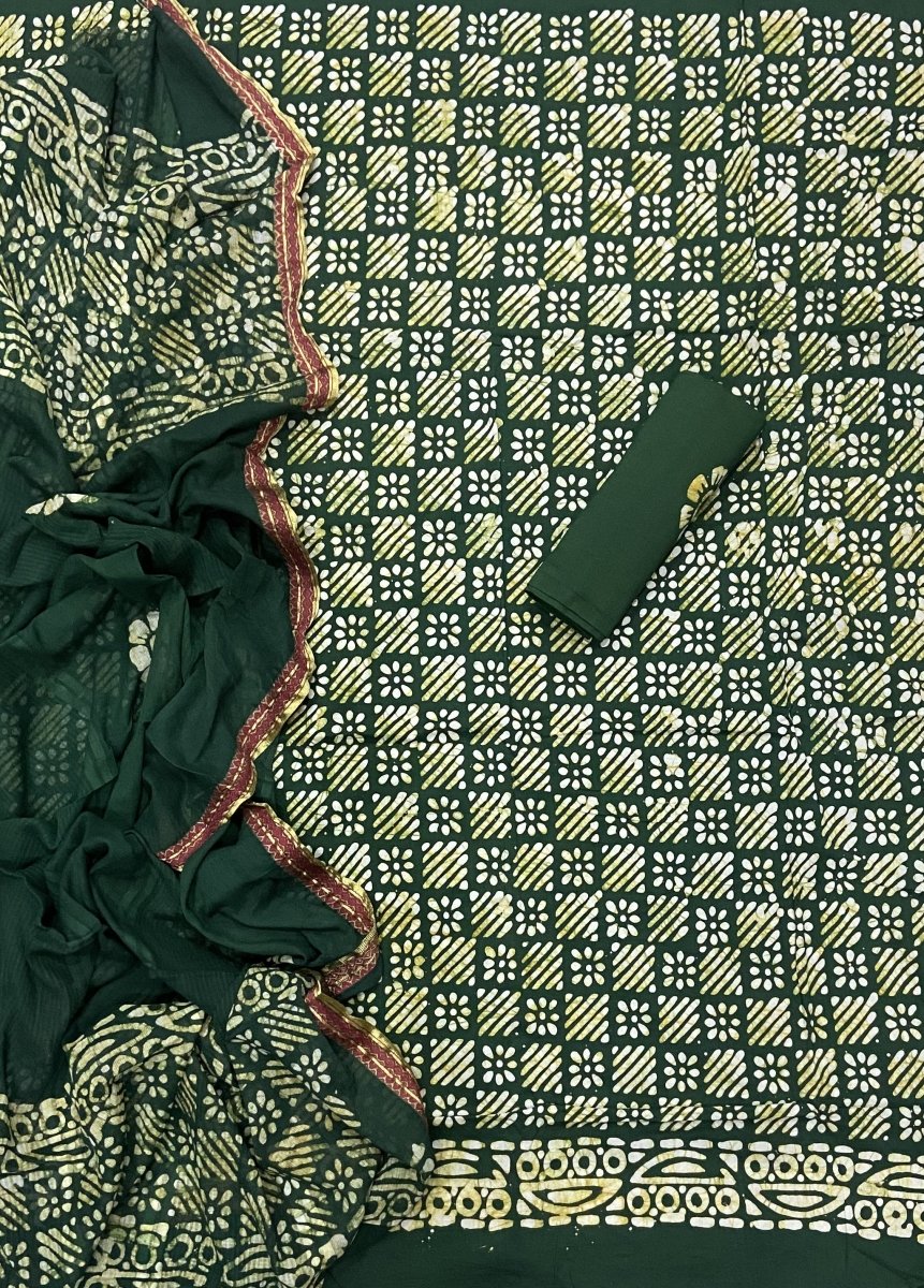 Block Print Elegant Cotton Suit Set - Yanchi